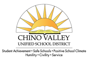Chino Valley Unified School District logo, featuring rising sun with a book under it 